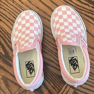 Vans Kids Pink and White Checkered Slip-On Sneakers